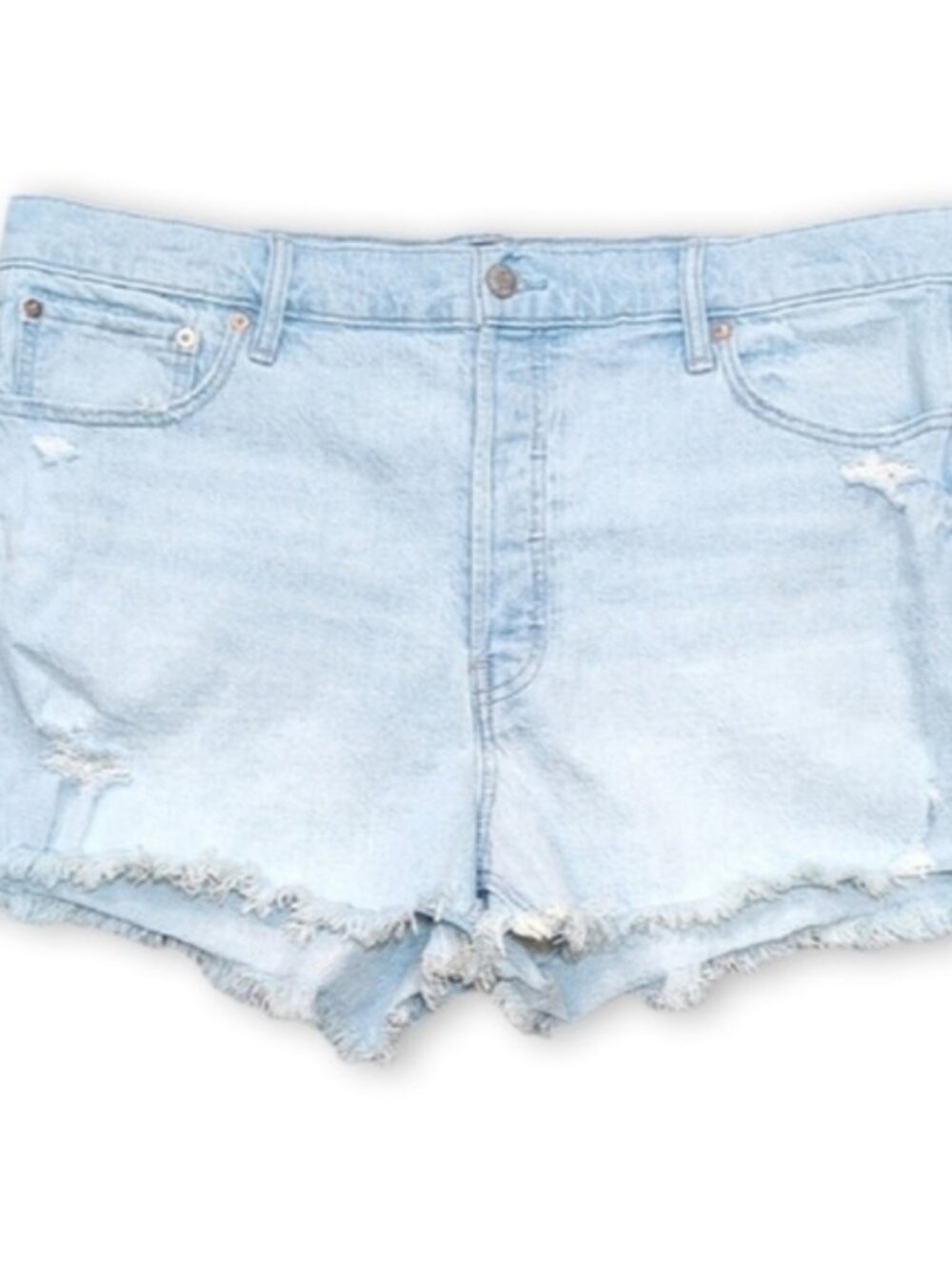 GAP Cheeky High Rise Shorts Light Blue Button Fly Distressed Womens Size 18
